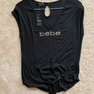 Bebe Black Tie-Shirt